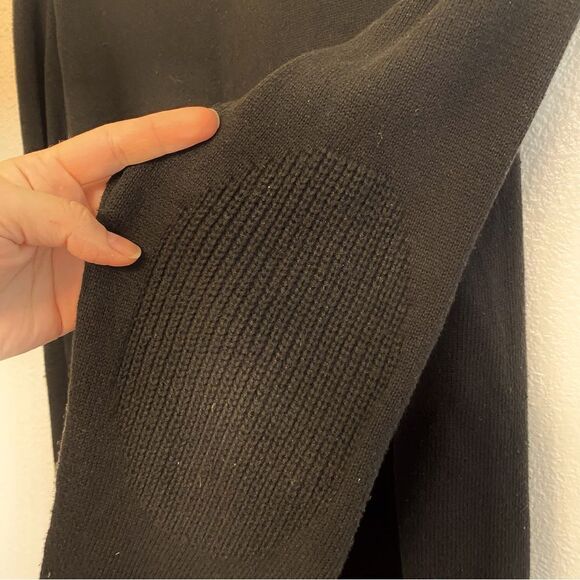 Gap vintage Y2K Men’s black crew neck knit cotton sweater elbow patch -M - Picture 7 of 7